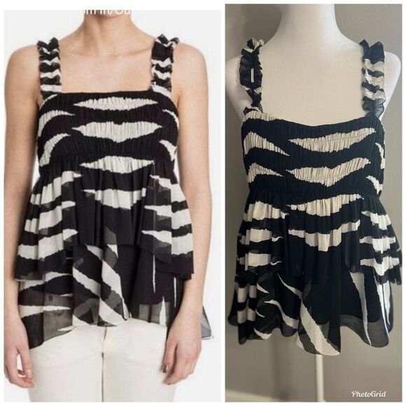 Tory Burch Lucea Top Animal Stripe
Black White size 14 large extra large zipper - Picture 1 of 15